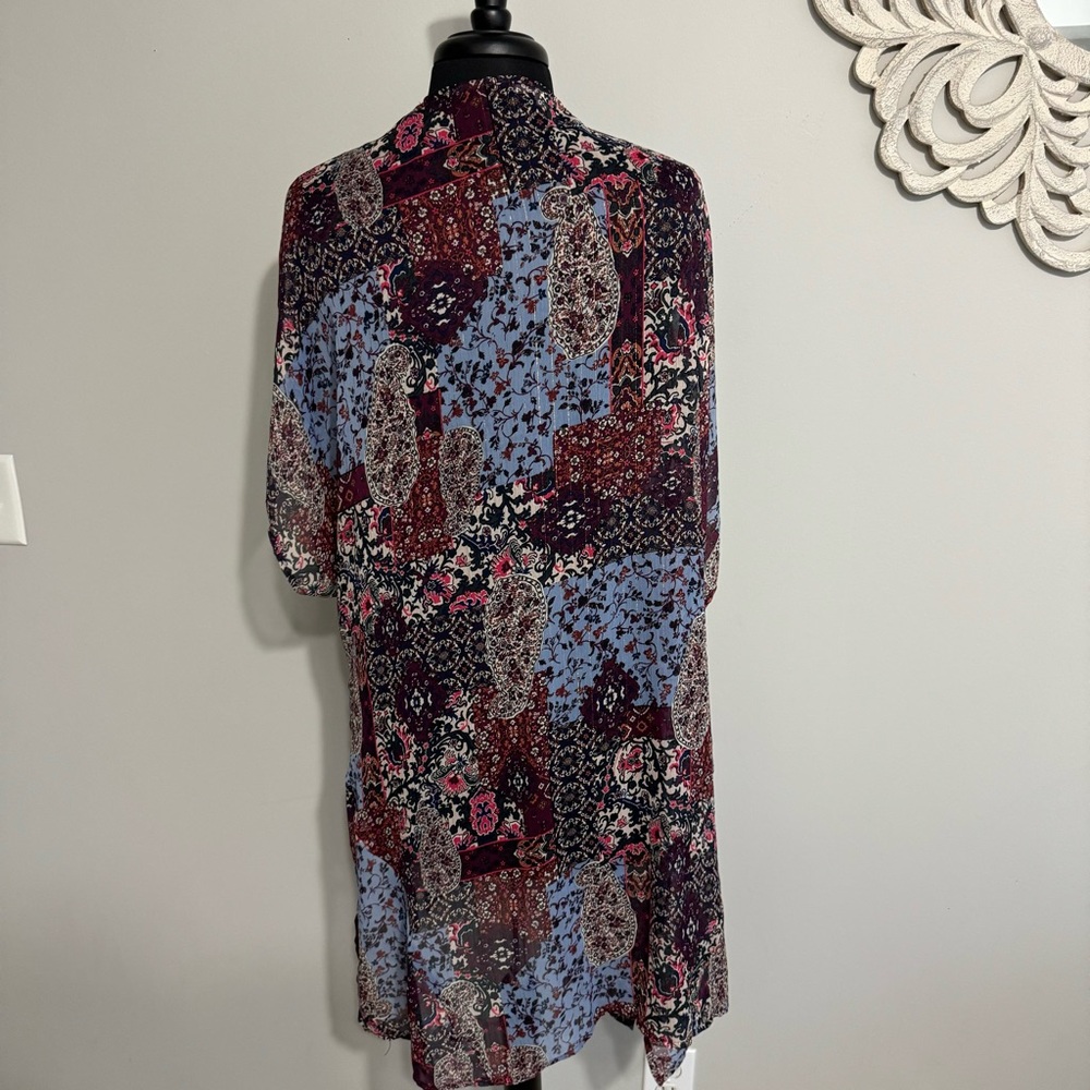 Maurices Floral Paisley Kimono Cardigan Sheer Boho Duster L/XL - Picture 4 of 11